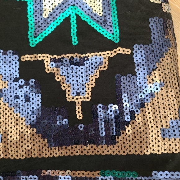 Women's small pull on elastic waist aztec sequin skirt EUC art deco NYE - Picture 5 of 8